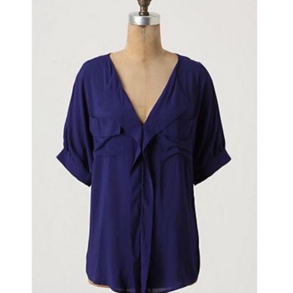 Odille Anthropologie Freya Blue Shirt Blouse S